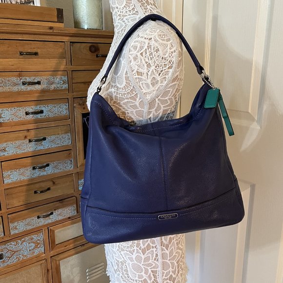 Designer Coach Vintage Midnight Blue Leather Hobo Handbag - Picture 4 of 10